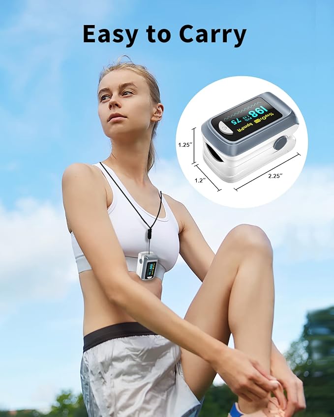 Fingertip Pulse Oximeter Blood Oxygen Saturation Monitor Pulse Ox, Heart Rate and Fast Spo2 Reading Oxygen Meter with OLED Screen
