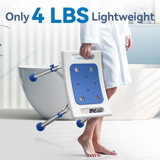 Heavy Duty Shower Chair for Inside Shower, 500lb Weight Capacity, Height-Adjustable Shower Bench with Padded Seat, Shower Stool Suitable for Elderly and Disabled