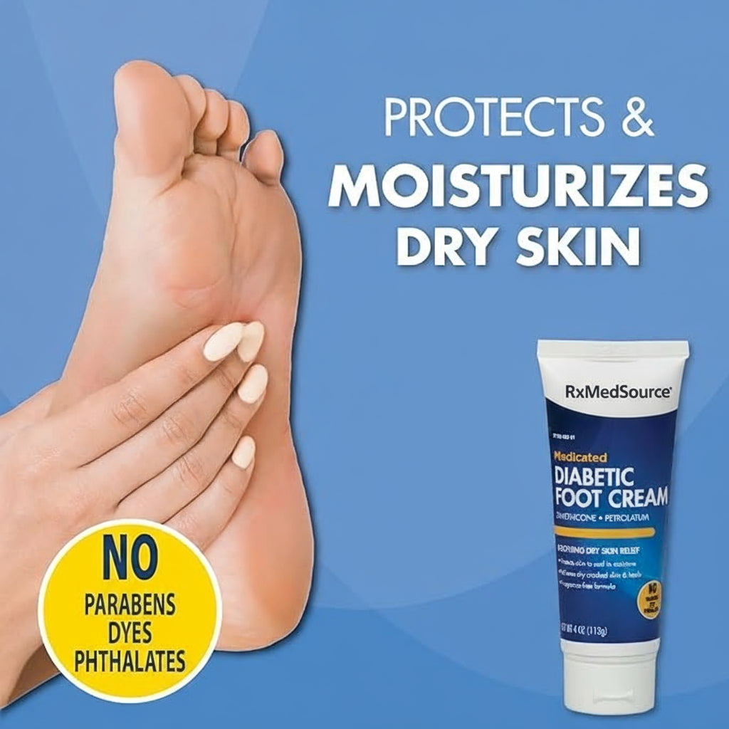 Diabetic Foot Cream | Dimethicone + Petrolatum | Protects and Seals | Relieves Dry Heals | Paraben-Free | Odor-Free | 4.0 oz.