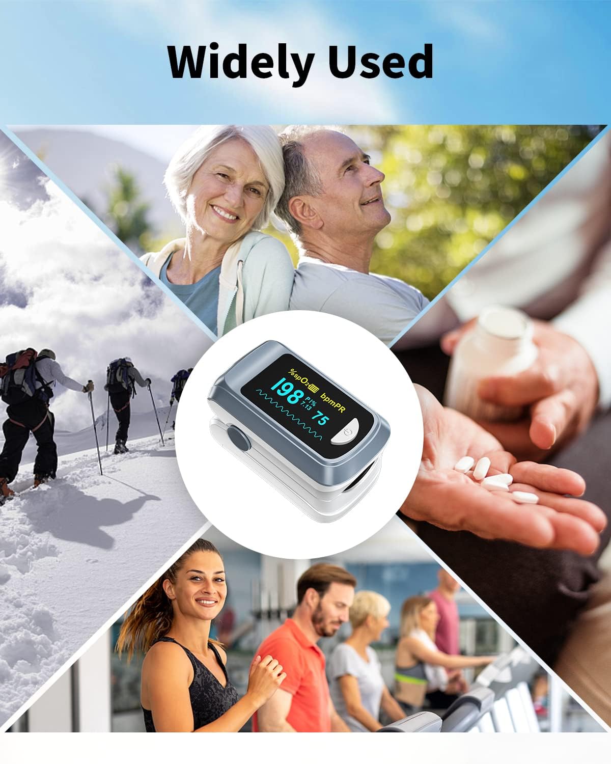 Fingertip Pulse Oximeter Blood Oxygen Saturation Monitor Pulse Ox, Heart Rate and Fast Spo2 Reading Oxygen Meter with OLED Screen