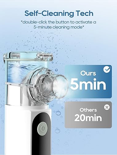 Portable Nebulizer for Adults and Kids with Smart LED Display, 3 Modes & Auto-Cleaning, Handheld Nebulizer for Home and Travel Use
