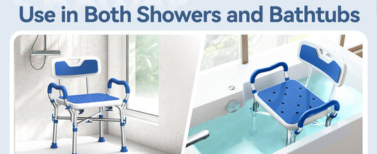 Shower Chair for Inside Shower with Reinforced Crossing Bar, Heavy Duty Shower Seat 500lbs with Padded Arms and Back, Height Adjustable Shower Chair for Elderly and Disabled