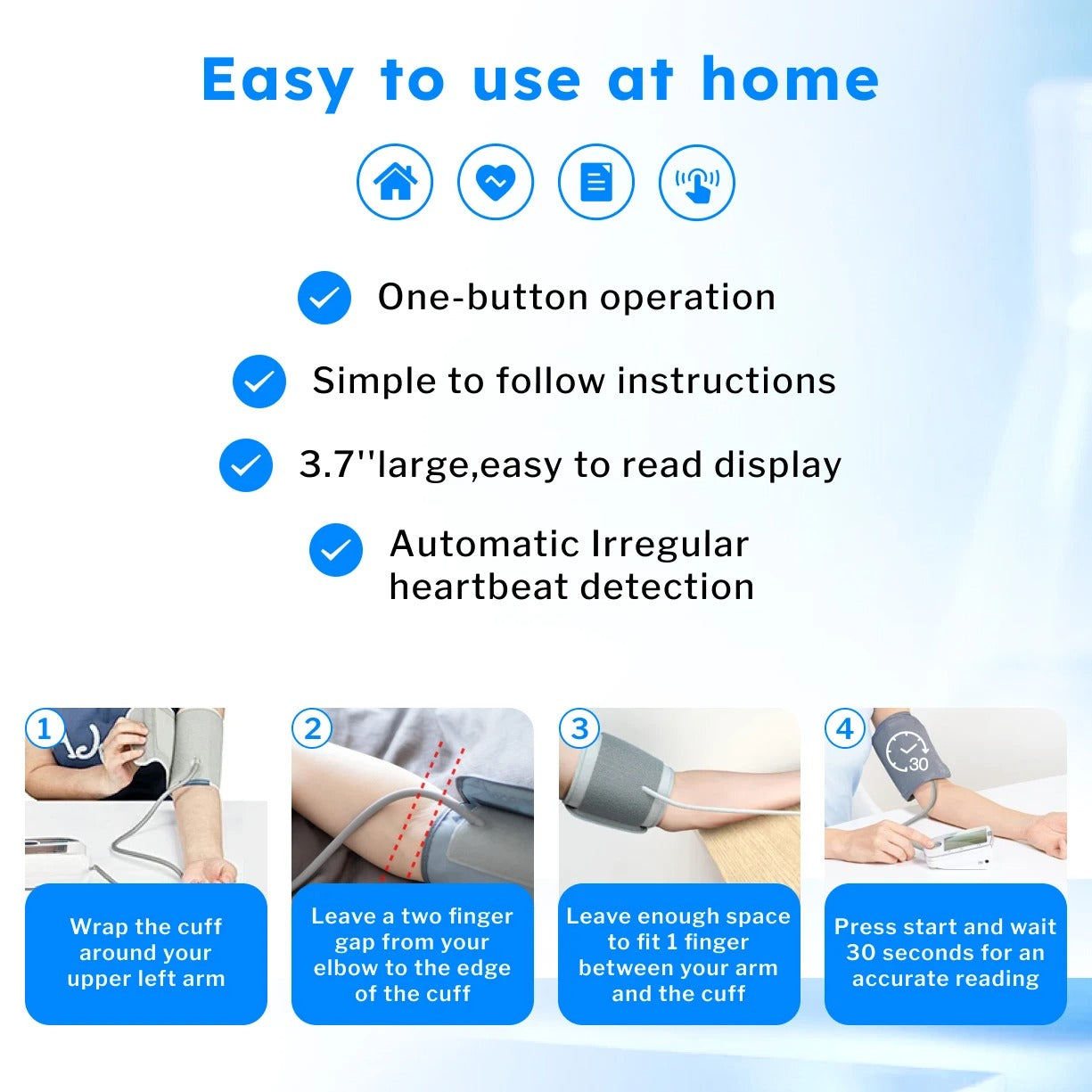 Professional Automatic BP Monitor – Upper Arm Digital Tensiometer with Heart Rate and Illuminated Display