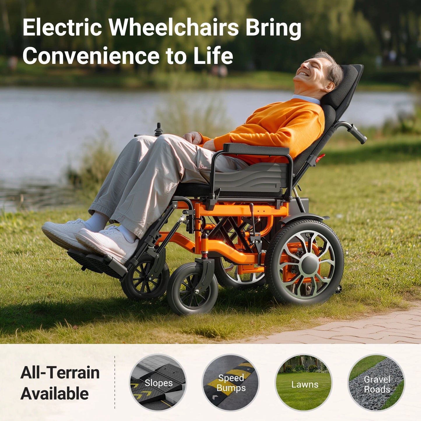 Electric Wheelchair Adults Reclining Foldable Lightweight Mobility Aid Motorized