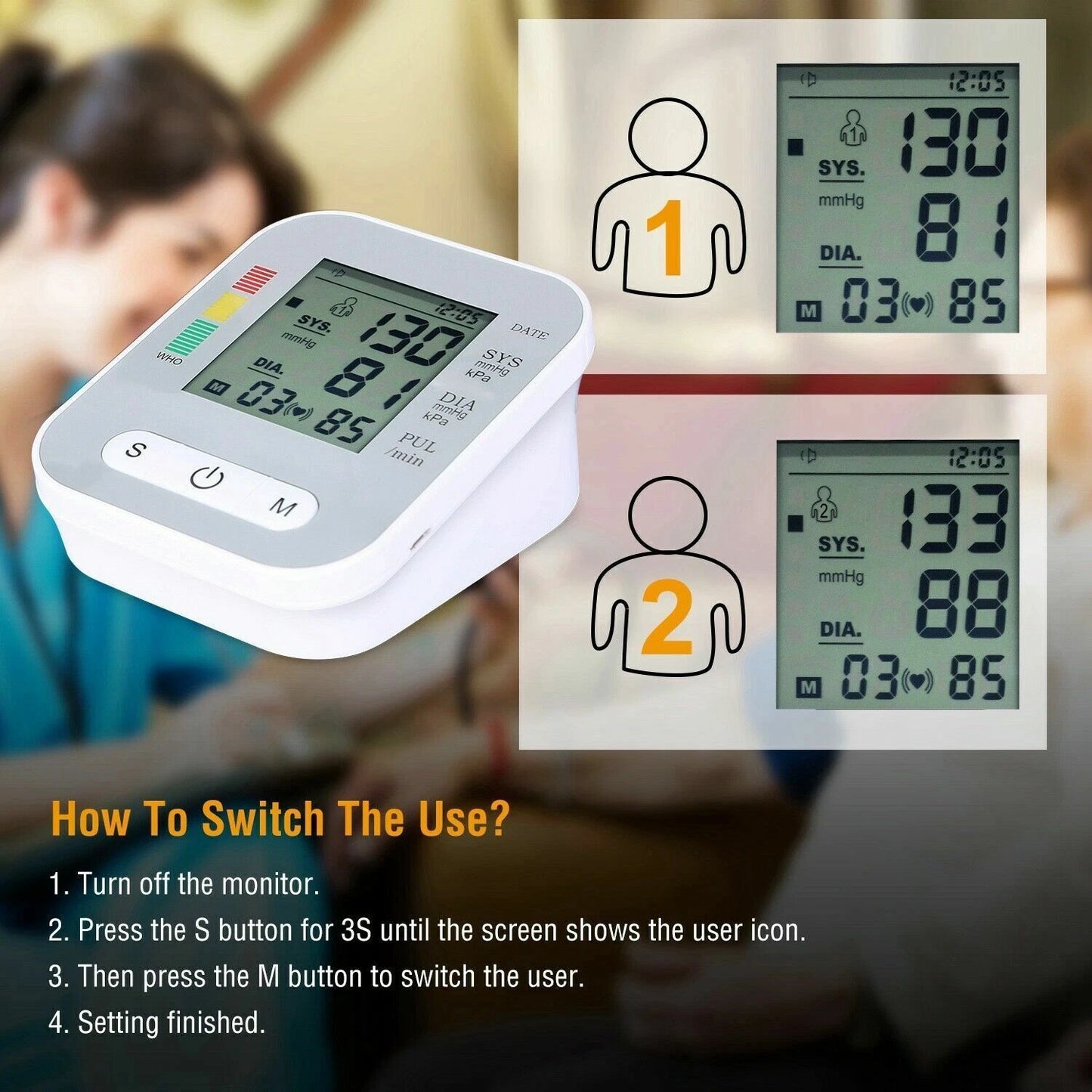 Professional Automatic Blood Pressure Monitor – Upper Arm Digital BP Cuff Machine