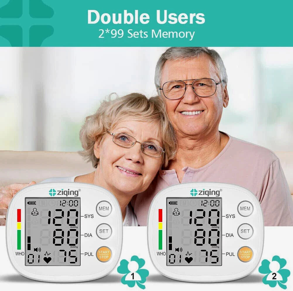Digital Wrist Blood Pressure Monitor Automatic BP Cuff Heart Rate Machine