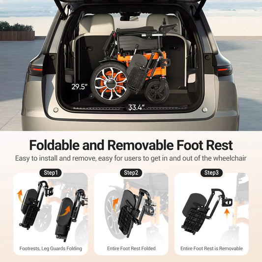 Electric Wheelchair Adults Reclining Foldable Lightweight Mobility Aid Motorized