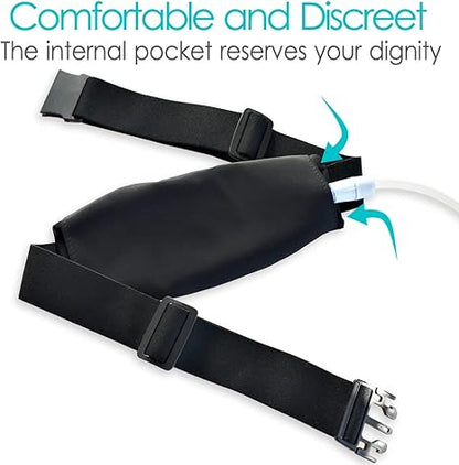 Insulin Pump Belt with Double Slide Zipper Pouch Medical Holder for Diabetic T1D Adjustable Waist Band Accessories Lightweight for Tubing Epipen Men Women Adult Black