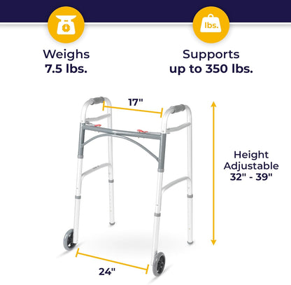 RxDrive Medical Front-Wheel Walker – Foldable, Lightweight, Senior Mobility Aid