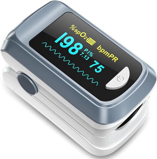 Fingertip Pulse Oximeter Blood Oxygen Saturation Monitor Pulse Ox, Heart Rate and Fast Spo2 Reading Oxygen Meter with OLED Screen