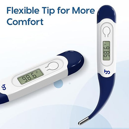 Oral Thermometer for Adults and Kids, Fast Accurate Oral, Underarm & Rectal Digital Thermometer with Flexible Tip, Navy Blue