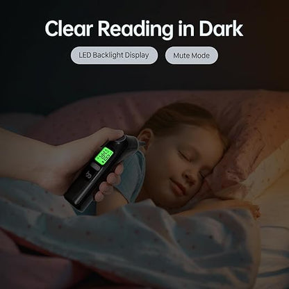 Ear Thermometer, Highly Accurate Ear Thermometer for Kids, Adults and Babies, 30 Memory Recall, 1s Result and 3-Color Fever Alert, with 24 Disposable Probe Covers, Black