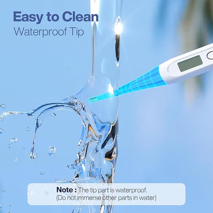 10 Seconds Oral Thermometer for Adults and Kids - Accurate & Safe Rectal Digital Thermometer for Baby with Fever Alarm (Light Blue)