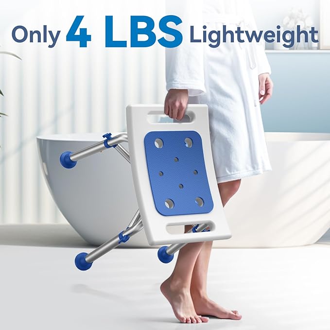 Heavy Duty Shower Chair for Inside Shower, 500lb Weight Capacity, Height-Adjustable Shower Bench with Padded Seat, Shower Stool Suitable for Elderly and Disabled