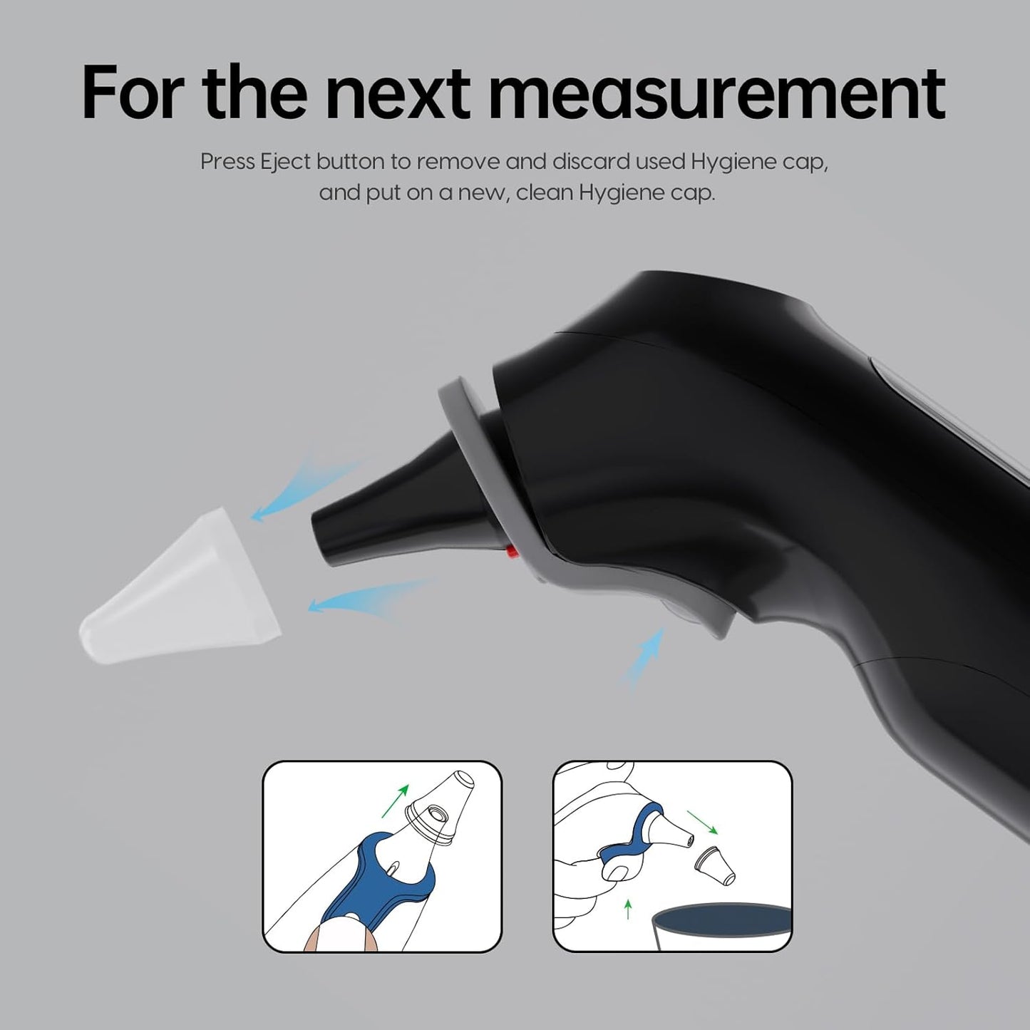 Ear Thermometer, Highly Accurate Ear Thermometer for Kids, Adults and Babies, 30 Memory Recall, 1s Result and 3-Color Fever Alert, with 24 Disposable Probe Covers, Black