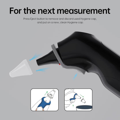 Ear Thermometer, Highly Accurate Ear Thermometer for Kids, Adults and Babies, 30 Memory Recall, 1s Result and 3-Color Fever Alert, with 24 Disposable Probe Covers, Black