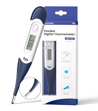 Oral Thermometer for Adults and Kids, Fast Accurate Oral, Underarm & Rectal Digital Thermometer with Flexible Tip, Navy Blue