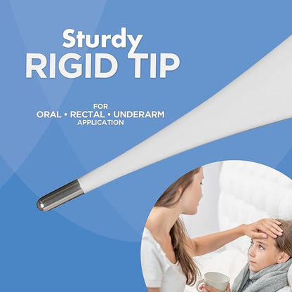 Digital Thermometer | 30-Second Readout | Fever line Indicator | Clinical Rigid Tip | Hygienic Water-Resistant Easy Cleaning