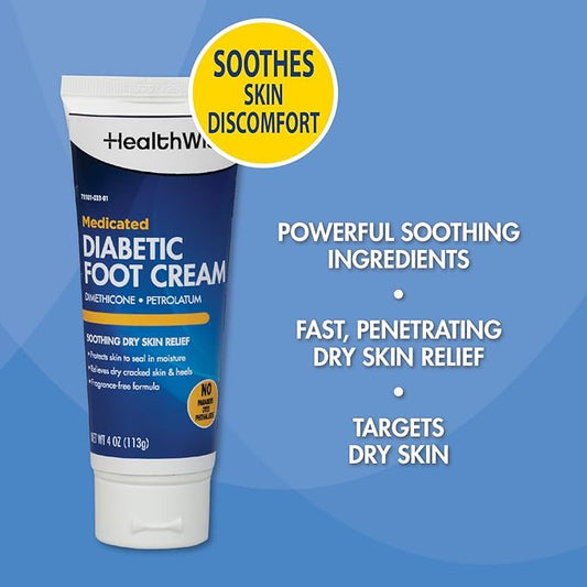Diabetic Foot Cream | Dimethicone + Petrolatum | Protects and Seals | Relieves Dry Heals | Paraben-Free | Odor-Free | 4.0 oz.