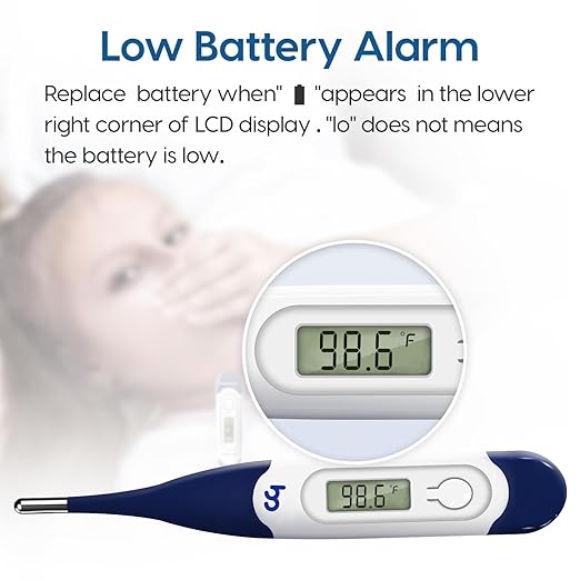 Oral Thermometer for Adults and Kids, Fast Accurate Oral, Underarm & Rectal Digital Thermometer with Flexible Tip, Navy Blue