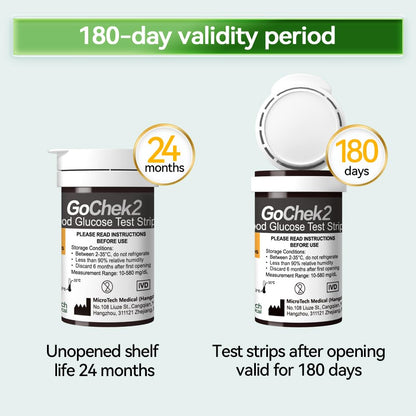 MicroTech Bluetooth Blood Sugar Testing Kit 10 Strips & Lancets, Free App, No Coding, 500 Storage