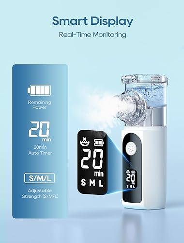 Portable Nebulizer for Adults and Kids with Smart LED Display, 3 Modes & Auto-Cleaning, Handheld Nebulizer for Home and Travel Use