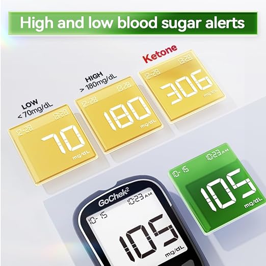 MicroTech Bluetooth Blood Sugar Testing Kit 10 Strips & Lancets, Free App, No Coding, 500 Storage
