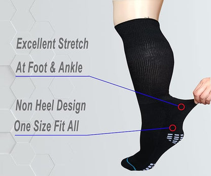 Extra Width Socks For Bariatric Diabetic For Men Women, Cast Lymphedema Socks for Swollen Foot Ankle 2 Pairs