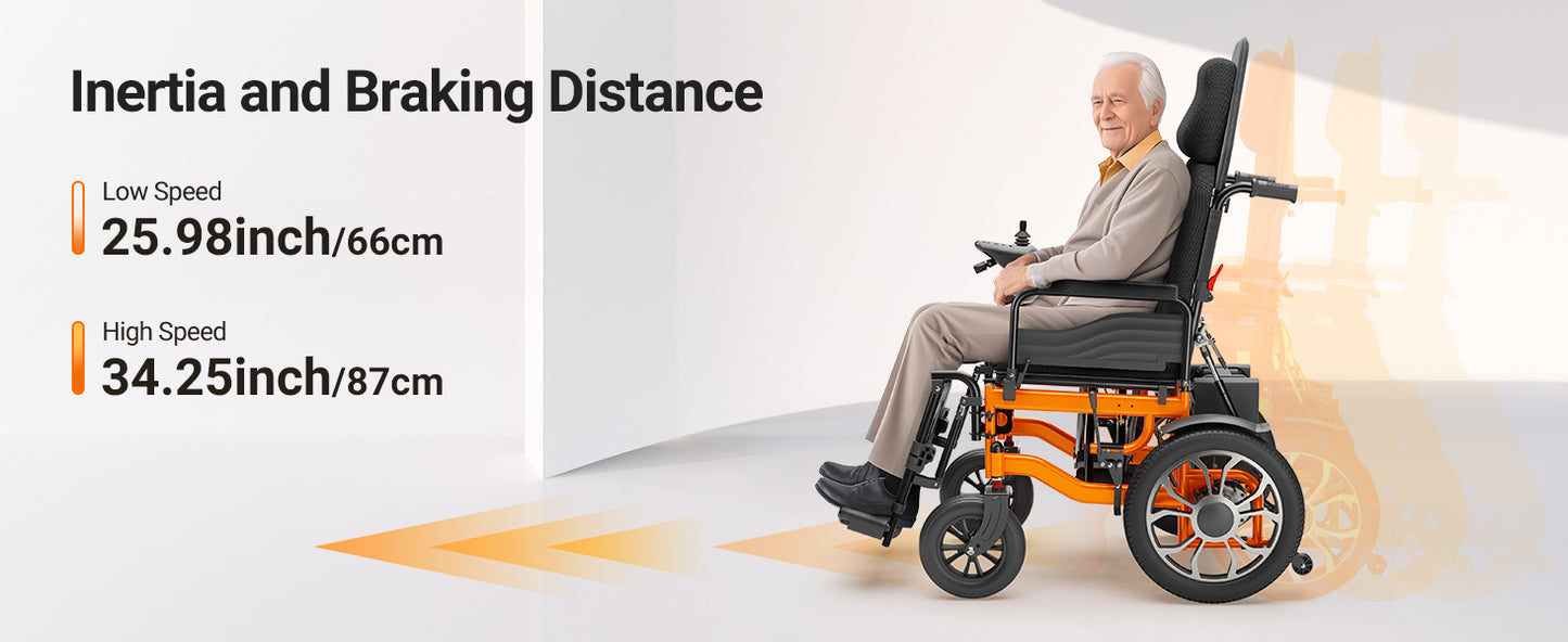 Electric Wheelchair Adults Reclining Foldable Lightweight Mobility Aid Motorized
