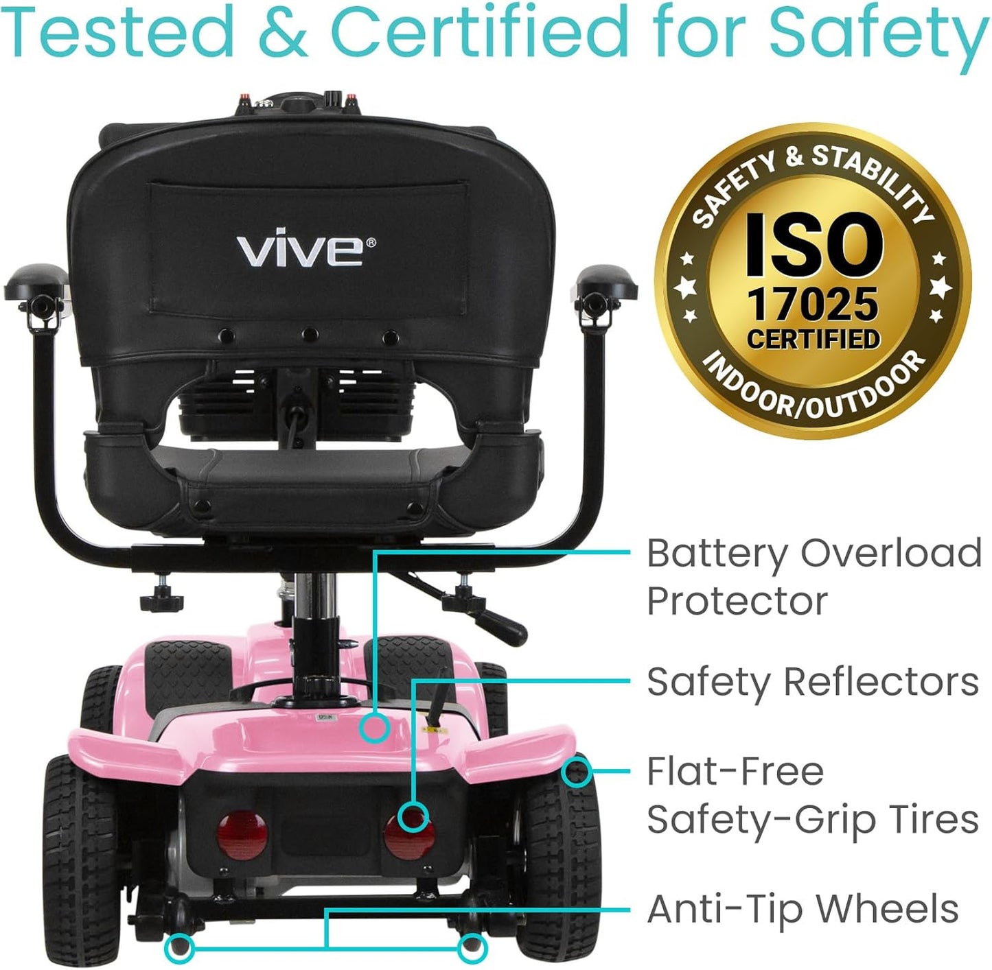 Vive 4 Wheel Mobility Scooter - Electric Powered Wheelchair Device - Compact Heavy Duty Mobile for Travel, Adults, Elderly - Long Range Power Extended Battery with Charger Included (Limited Edition)