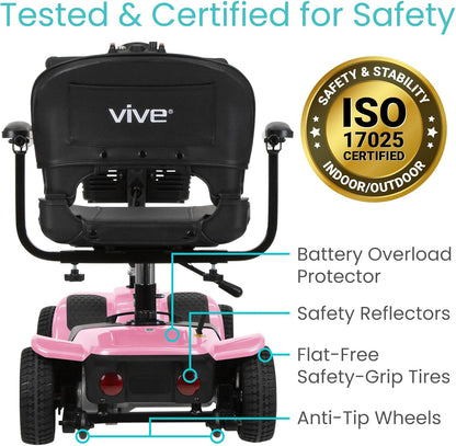 Vive 4 Wheel Mobility Scooter - Electric Powered Wheelchair Device - Compact Heavy Duty Mobile for Travel, Adults, Elderly - Long Range Power Extended Battery with Charger Included (Limited Edition)