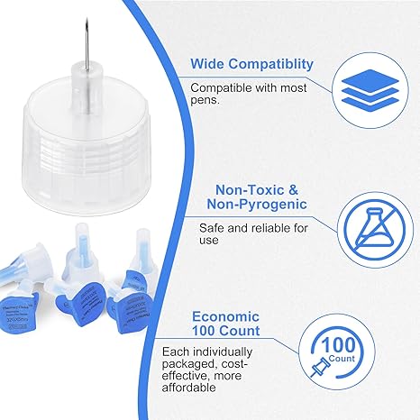 32G 5MM (3/16’’) Insulin Pen Needles, Diabetic Needles for Insulin Injections, 100 Count, Universal Fit, Compatible with Most Pen Injector Device, Super Thin for Diabetes Comfortable Injection
