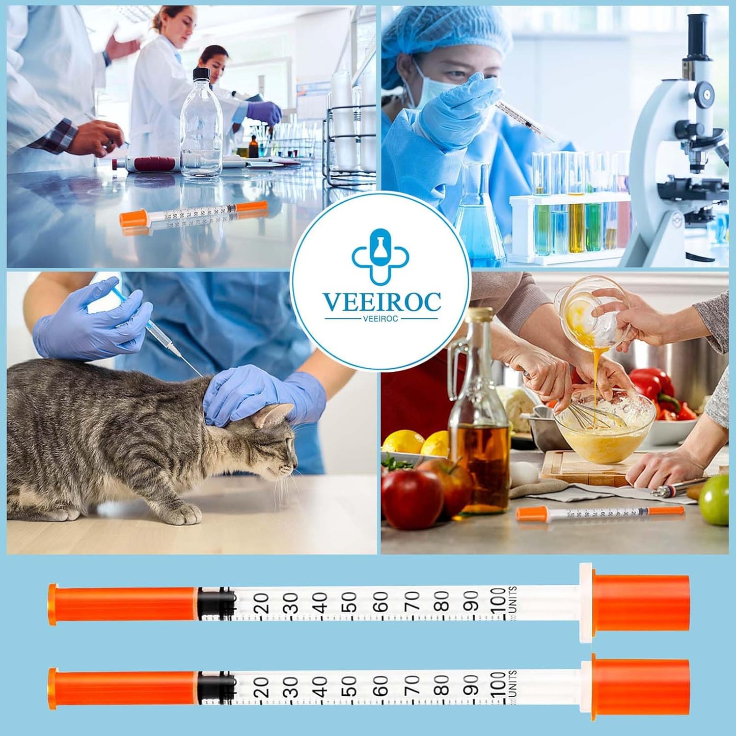 U-100 Syringes with Needle - 30G 5/16" (8mm) 1ml/cc Disposable Syringe, Individual Wrapped, 30PACK