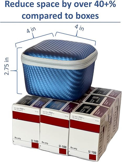 Insulin Fridge Holder Storage Case Organizer - Fits Standard 10ml U-100 Vials - Safe, Snug, Secure Vial Protector (Blue)