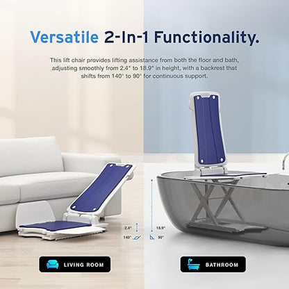 AYDMED 2-in-1 Lift Chair | Portable Cordless Rechargeable Electric Floor & Bath Chair Lift | Strong & Secure Engineering | Advanced Lifting Power with 308 lbs Lift Capacity | Waterproof & Dustproof