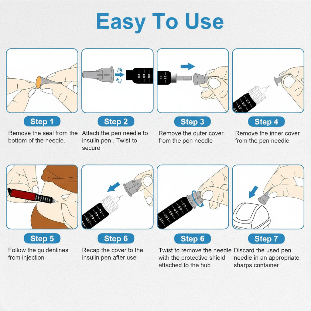 31G 4MM(5/32") Insulin Pen Needles, Diabetic Needles for Insulin Injections, 100 Count, Universal Fit, Compatible with Most Pen Injector Device, Super Thin for Diabetes Comfortable Injection