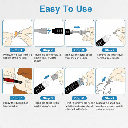 31G 4MM(5/32") Insulin Pen Needles, Diabetic Needles for Insulin Injections, 100 Count, Universal Fit, Compatible with Most Pen Injector Device, Super Thin for Diabetes Comfortable Injection