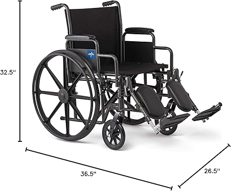 Comfortable Folding Wheelchair with Swing-Back, Desk-Length Arms and Elevating Footrests, 18”W x 16”D Seat