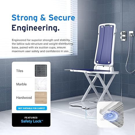 AYDMED 2-in-1 Lift Chair | Portable Cordless Rechargeable Electric Floor & Bath Chair Lift | Strong & Secure Engineering | Advanced Lifting Power with 308 lbs Lift Capacity | Waterproof & Dustproof