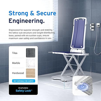 AYDMED 2-in-1 Lift Chair | Portable Cordless Rechargeable Electric Floor & Bath Chair Lift | Strong & Secure Engineering | Advanced Lifting Power with 308 lbs Lift Capacity | Waterproof & Dustproof