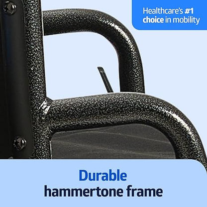 Comfortable Folding Wheelchair with Swing-Back, Desk-Length Arms and Elevating Footrests, 18”W x 16”D Seat