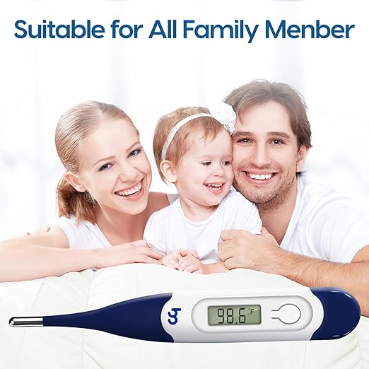 Oral Thermometer for Adults and Kids, Fast Accurate Oral, Underarm & Rectal Digital Thermometer with Flexible Tip, Navy Blue