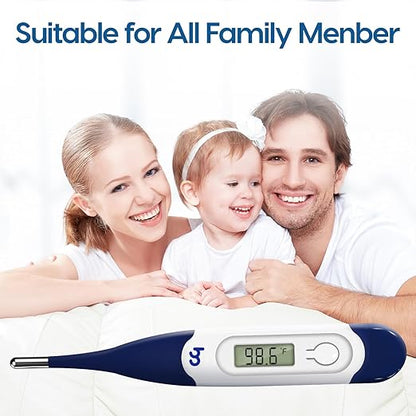 Oral Thermometer for Adults and Kids, Fast Accurate Oral, Underarm & Rectal Digital Thermometer with Flexible Tip, Navy Blue