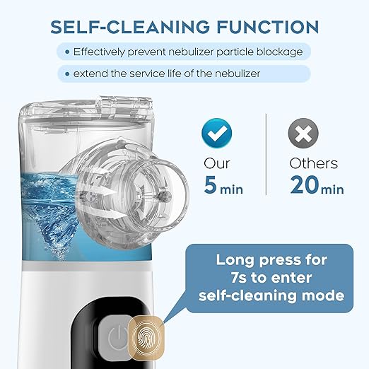 Smart Digital Display Portable Nebulizer for Adults and Kids, Portable Nebulizer Machine for Breathing with Mouthpiece and Mask, Handheld Nebulizer for Travel and Home Use