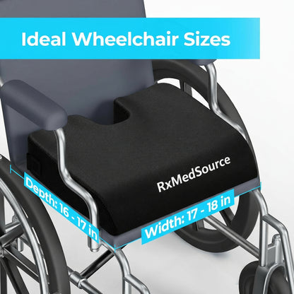 el Wheelchair Seat Cushion, Relieve Sciatica, Back, Coccyx, Pressure Sore and Ulcer Pain, Refreshing Ergonomic Chair Cushion with Waterproof Silk Fabric, Anti-Slip Cover