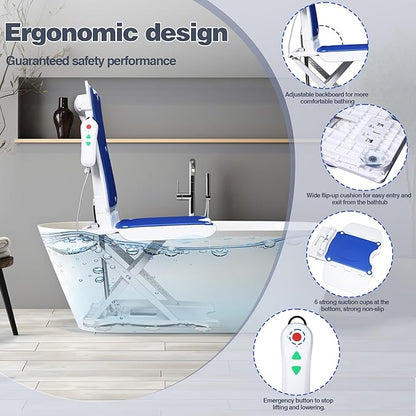 Electric Chair Lift - Lift Elderly from Floor, IPX8 Waterproof Chair Lift with Remote Control, Support Up to 300 LBS, for Elderly & Disabled Fall Assist Device Assistance