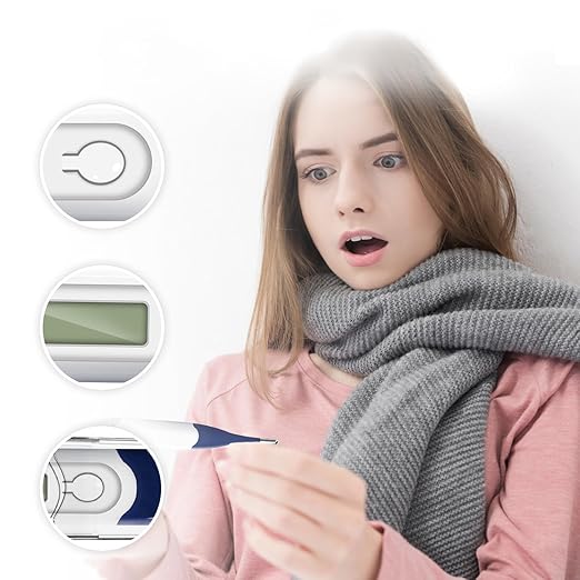 Oral Thermometer for Adults and Kids, Fast Accurate Oral, Underarm & Rectal Digital Thermometer with Flexible Tip, Navy Blue