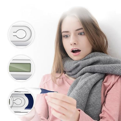 Oral Thermometer for Adults and Kids, Fast Accurate Oral, Underarm & Rectal Digital Thermometer with Flexible Tip, Navy Blue