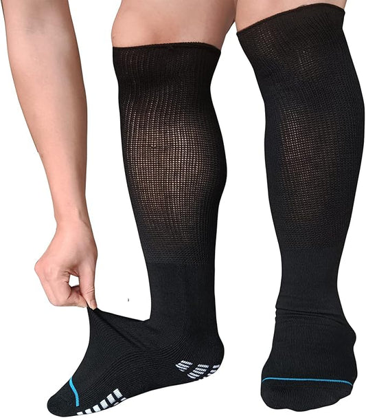 Extra Width Socks For Bariatric Diabetic For Men Women, Cast Lymphedema Socks for Swollen Foot Ankle 2 Pairs