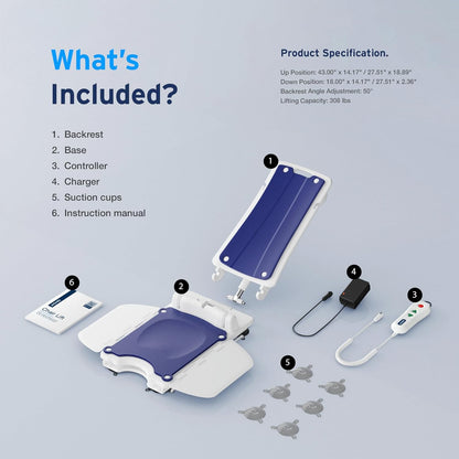 AYDMED 2-in-1 Lift Chair | Portable Cordless Rechargeable Electric Floor & Bath Chair Lift | Strong & Secure Engineering | Advanced Lifting Power with 308 lbs Lift Capacity | Waterproof & Dustproof